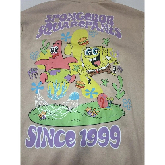 Nickelodeon Men's Spongebob Squarepants Hoodie Sweatshirt Tan Large Super Soft - Picture 9 of 9